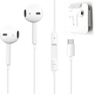 Słuchawki douszne MFC USB-C Typ-C przewodowe z mikrofonem do Apple iPad iPhone 15 / 16 / 17 / Pro / Plus / Max