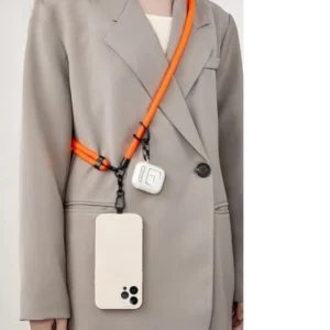 Smycz D-Pro Crossbody Rope 2w1 sznurek pasek na ramię szyję wkładka pod etui do telefonu + zaczep na słuchawki (Pomarańczowy)