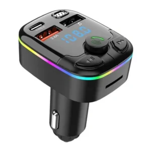 Transmiter Bluetooth FM audio samochodowy ładowarka PD 20W QC3.0 USB-C LED