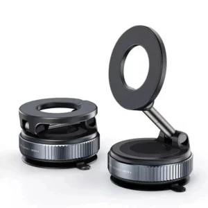 Uchwyt próżniowy D-Pro VM1 Magnetic Vacuum z przyssawką samochodowy na kokpit szybę do auta samochodu do telefonu iPhone MagSafe (Czarny)