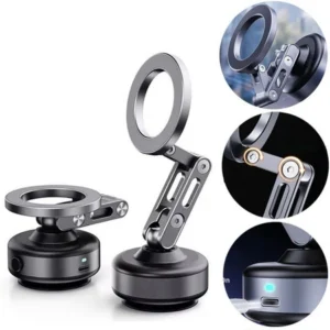 Uchwyt próżniowy D-Pro VME Magnetic Vacuum elektryczny z przyssawką samochodowy na kokpit szybę do auta samochodu do telefonu iPhone MagSafe (Szary)