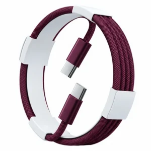 Kabel przewód USB-C do USB-C Type-C do szybkiego ładowania PD 60W nylonowy oplot do Apple iPad mini/Air/Pro iPhone 15/16/17/18/Pro/Plus/Max 100cm 1m (Box) (Burgund)