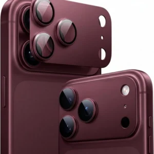 Osłona aparatu AluGlass FullCam Protector nakładka na obiektywy i tylną wyspę aparatów z aluminium i szkła hartowanego do Apple iPhone 18 Pro Max (Burgund)