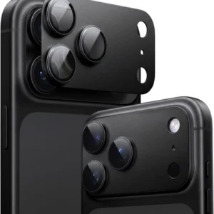 Osłona aparatu AluGlass FullCam Protector nakładka na obiektywy i tylną wyspę aparatów z aluminium i szkła hartowanego do Apple iPhone 18 Pro Max (Czarny)